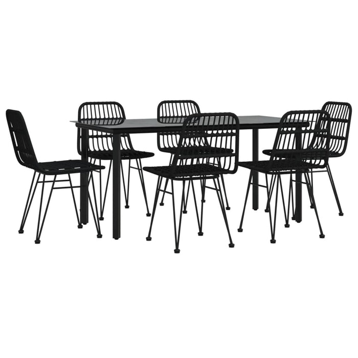 Set mobilier de grădină, 7 piese, negru, poliratan WALTI