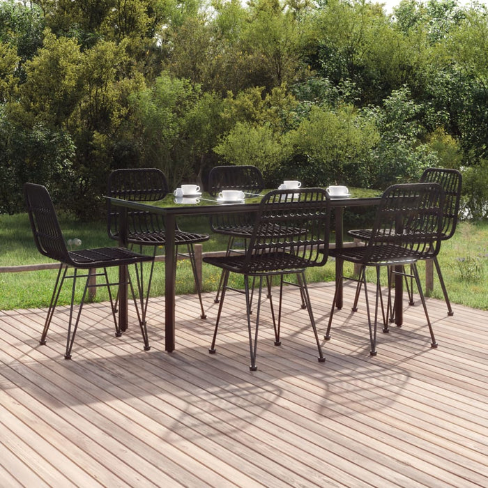 Set mobilier de grădină, 7 piese, negru, poliratan WALTI