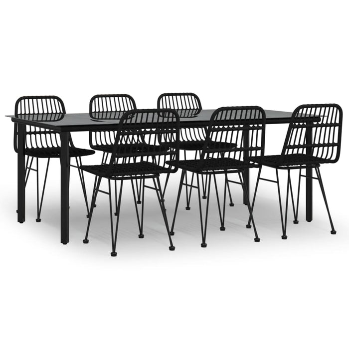 Set mobilier de grădină, 7 piese, negru, poliratan - WALTI WALTI