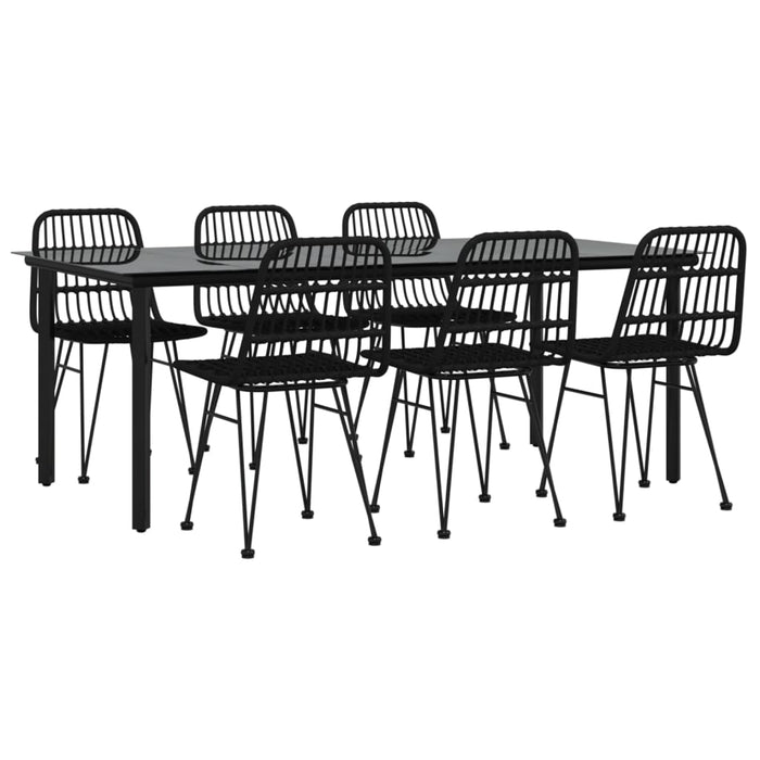 Set mobilier de grădină, 7 piese, negru, poliratan - WALTI WALTI