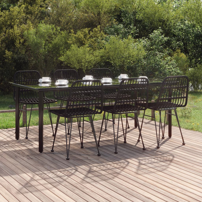 Set mobilier de grădină, 7 piese, negru, poliratan - WALTI WALTI