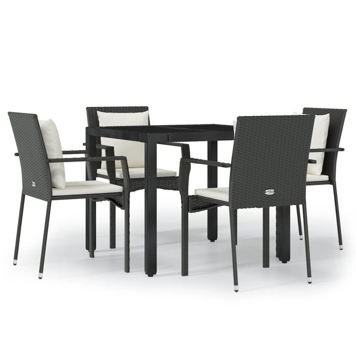Set mobilier de grădină cu perne, 5 piese, negru, poliratan - WALTI WALTI