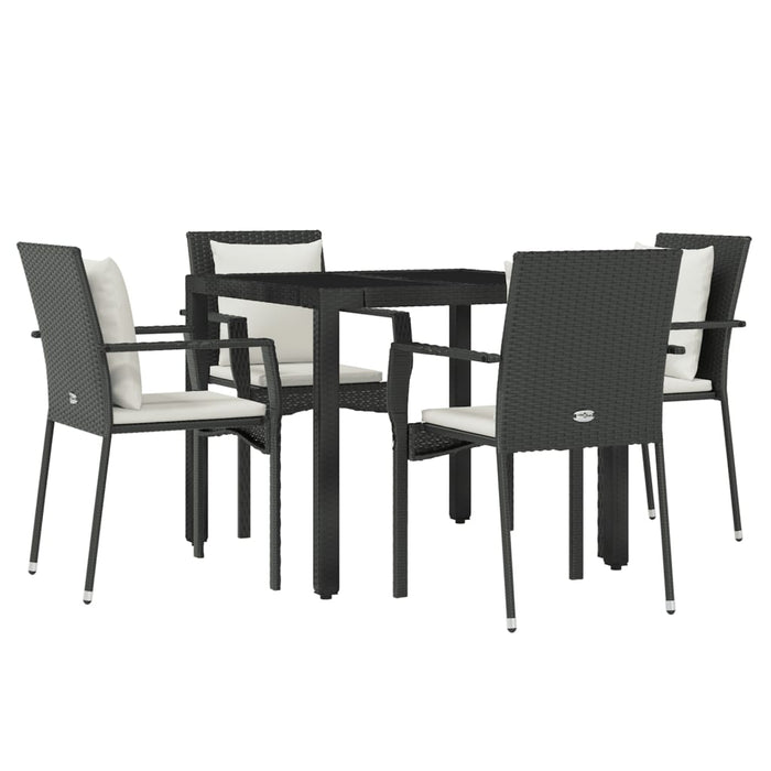 Set mobilier de grădină cu perne, 5 piese, negru, poliratan - WALTI WALTI