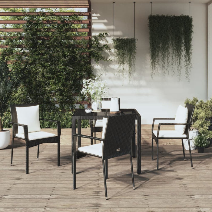 Set mobilier de grădină cu perne, 5 piese, negru, poliratan - WALTI WALTI