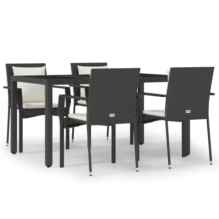 Set mobilier de grădină cu perne, 5 piese, negru, poliratan - WALTI WALTI