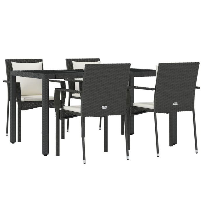 Set mobilier de grădină cu perne, 5 piese, negru, poliratan - WALTI WALTI