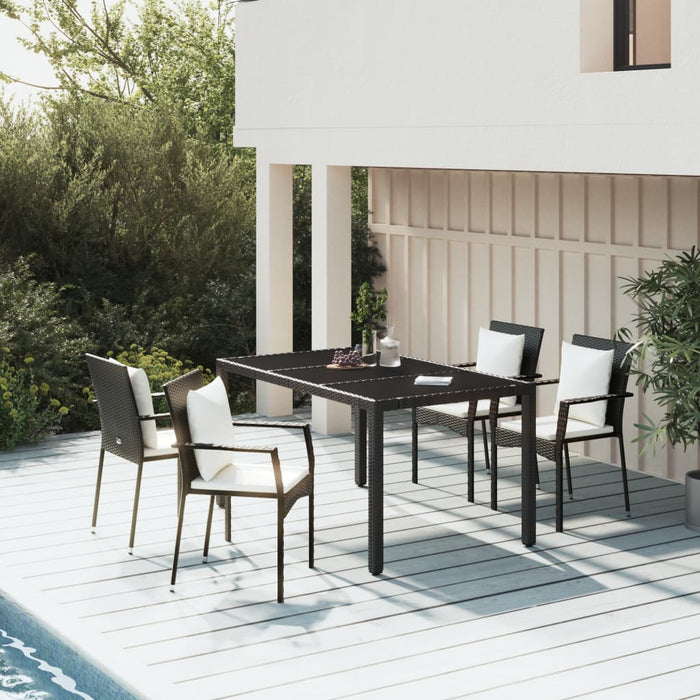 Set mobilier de grădină cu perne, 5 piese, negru, poliratan - WALTI WALTI