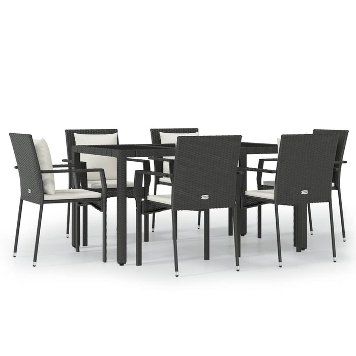 Set mobilier de grădină cu perne, 7 piese, negru, poliratan - WALTI WALTI