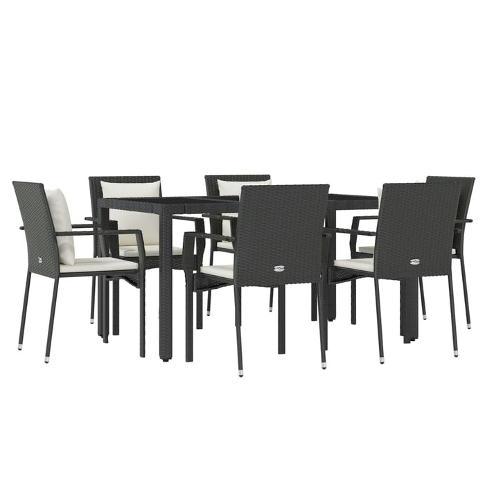 Set mobilier de grădină cu perne, 7 piese, negru, poliratan - WALTI WALTI