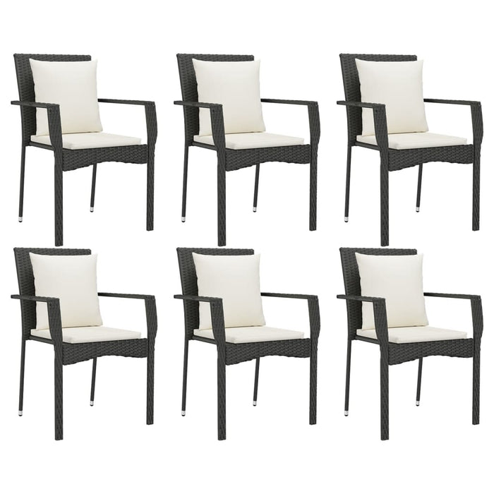 Set mobilier de grădină cu perne, 7 piese, negru, poliratan - WALTI WALTI