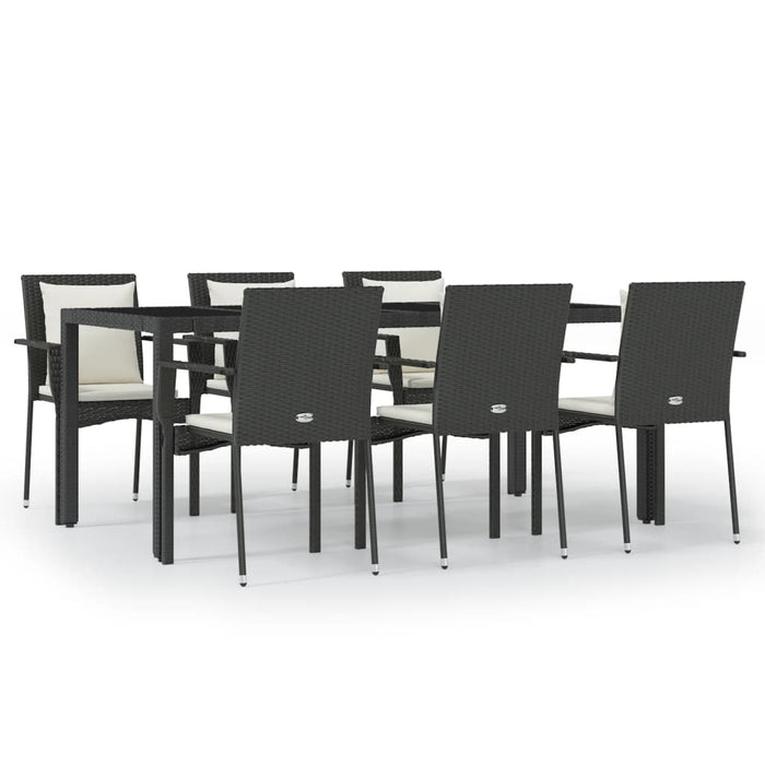 Set mobilier de grădină cu perne, 7 piese, negru, poliratan - WALTI WALTI