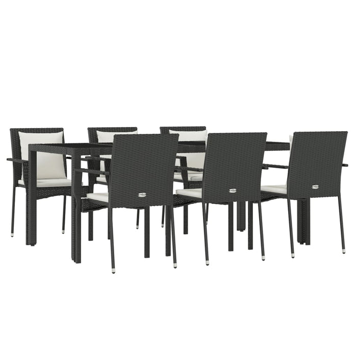 Set mobilier de grădină cu perne, 7 piese, negru, poliratan - WALTI WALTI