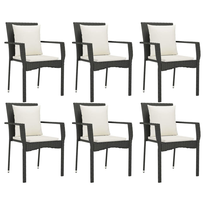Set mobilier de grădină cu perne, 7 piese, negru, poliratan - WALTI WALTI