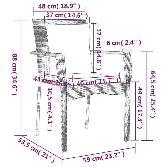 Set mobilier de grădină cu perne, 7 piese, negru, poliratan - WALTI WALTI