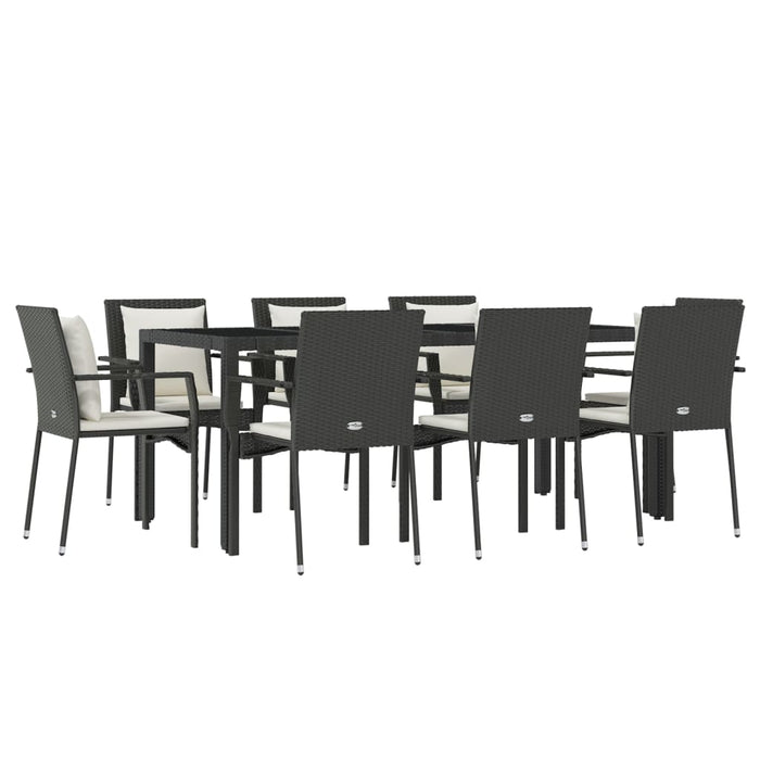 Set mobilier de grădină cu perne, 9 piese, negru, poliratan - WALTI WALTI
