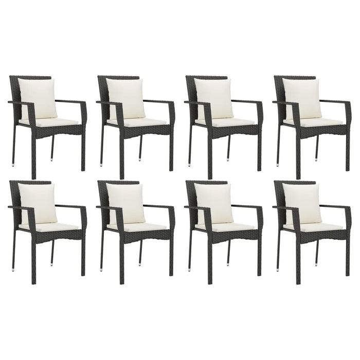 Set mobilier de grădină cu perne, 9 piese, negru, poliratan - WALTI WALTI