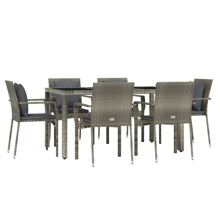 Set mobilier de grădină cu perne, 7 piese, gri, poliratan - WALTI WALTI