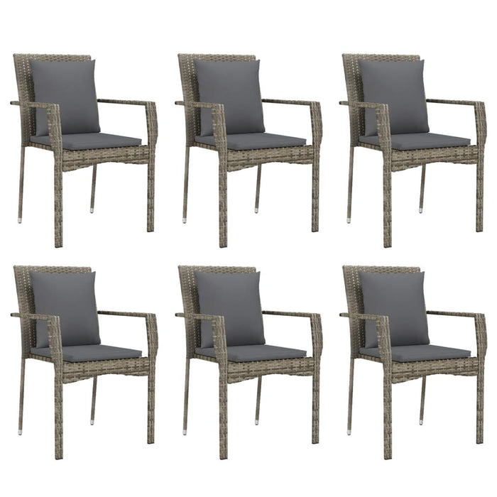Set mobilier de grădină cu perne, 7 piese, gri, poliratan - WALTI WALTI