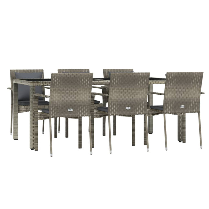 Set mobilier de grădină cu perne, 7 piese, gri, poliratan - WALTI WALTI