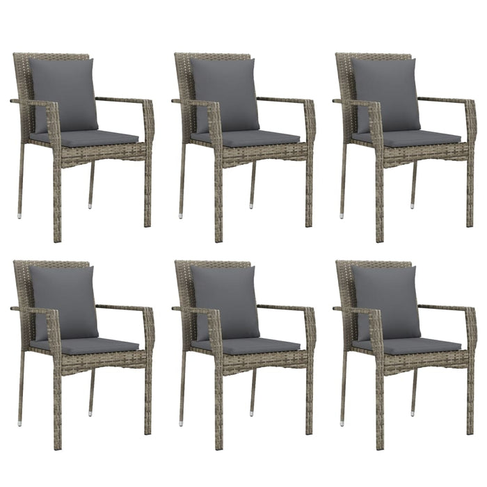 Set mobilier de grădină cu perne, 7 piese, gri, poliratan - WALTI WALTI