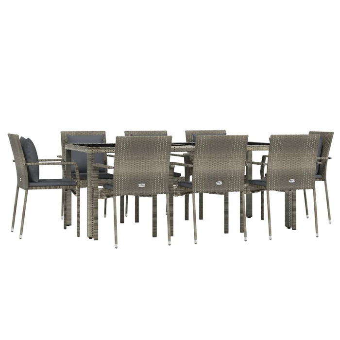 Set mobilier grădină cu perne, 9 piese, gri, poliratan - WALTI WALTI