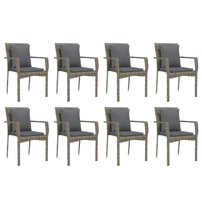 Set mobilier grădină cu perne, 9 piese, gri, poliratan - WALTI WALTI