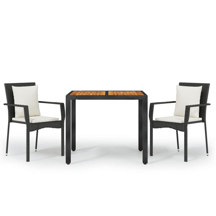 Set mobilier de grădină cu perne, 3 piese, negru, poliratan - WALTI WALTI