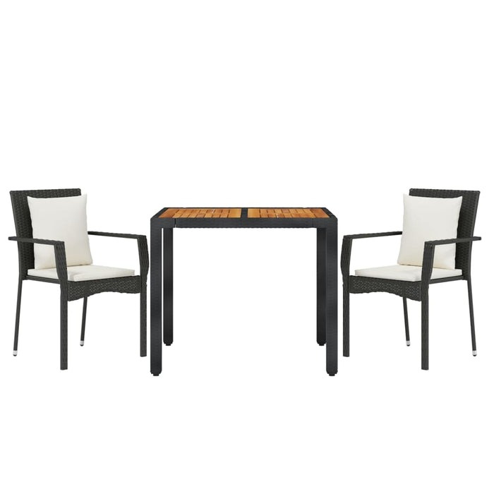 Set mobilier de grădină cu perne, 3 piese, negru, poliratan - WALTI WALTI