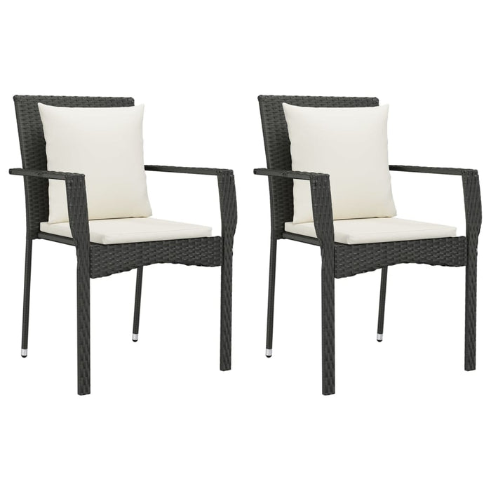 Set mobilier de grădină cu perne, 3 piese, negru, poliratan - WALTI WALTI