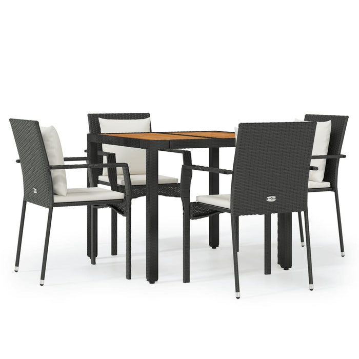 Set mobilier de grădină cu perne, 5 piese, negru, poliratan - WALTI WALTI