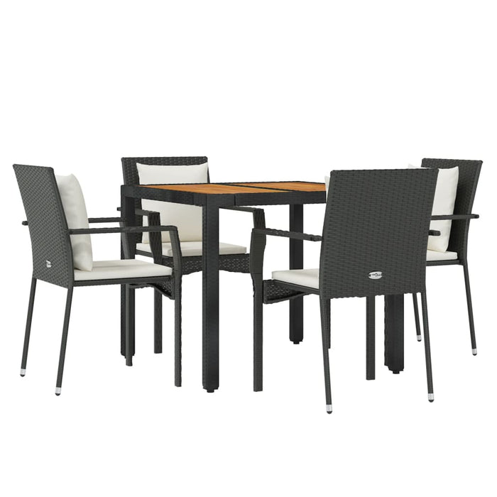 Set mobilier de grădină cu perne, 5 piese, negru, poliratan - WALTI WALTI