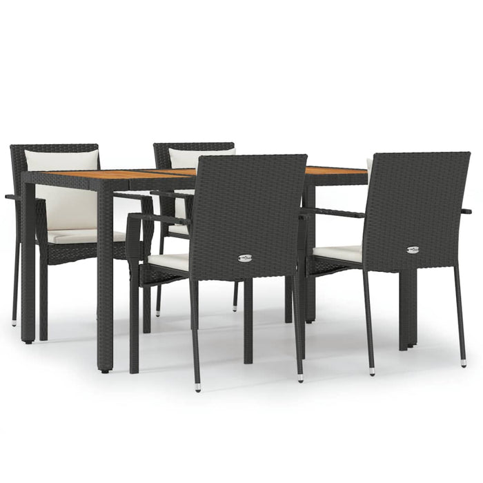 Set mobilier de grădină cu perne, 5 piese, negru, poliratan - WALTI WALTI
