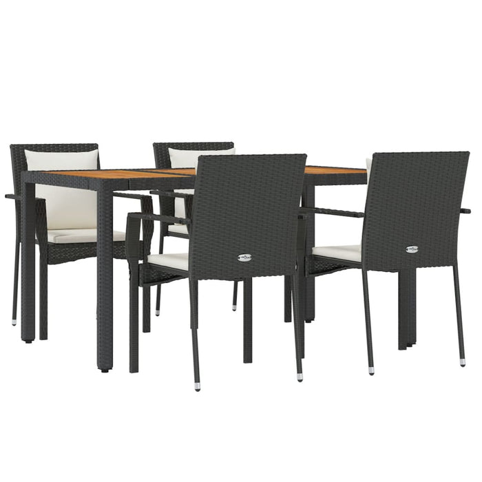 Set mobilier de grădină cu perne, 5 piese, negru, poliratan - WALTI WALTI