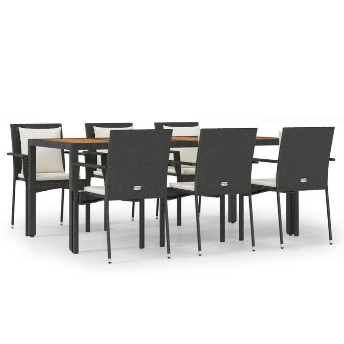 Set mobilier de grădină cu perne, 7 piese, negru, poliratan - WALTI WALTI