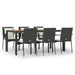 Set mobilier de grădină cu perne, 7 piese, negru, poliratan - WALTI WALTI