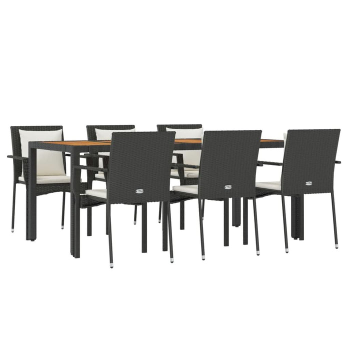 Set mobilier de grădină cu perne, 7 piese, negru, poliratan - WALTI WALTI
