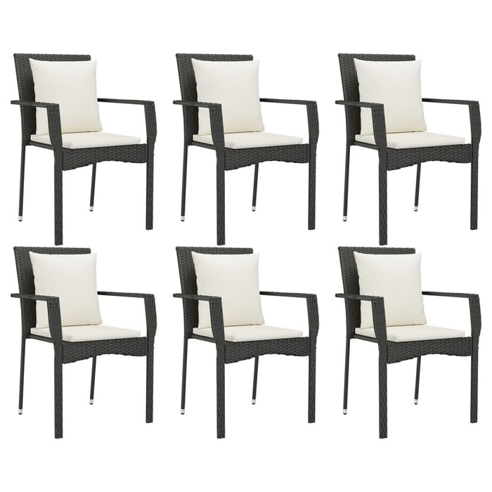 Set mobilier de grădină cu perne, 7 piese, negru, poliratan - WALTI WALTI