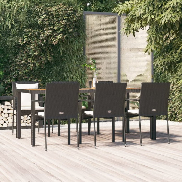 Set mobilier de grădină cu perne, 7 piese, negru, poliratan - WALTI WALTI