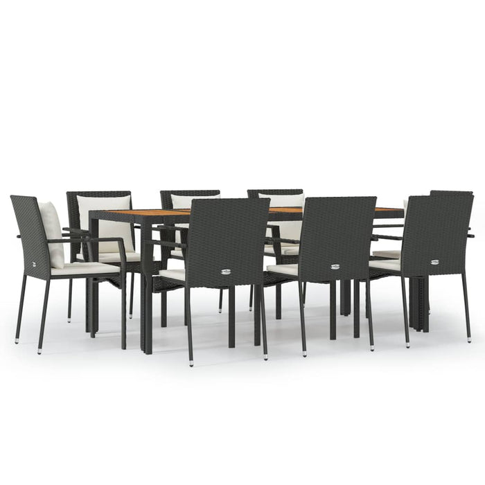 Set mobilier de grădină cu perne, 9 piese, negru, poliratan - WALTI WALTI