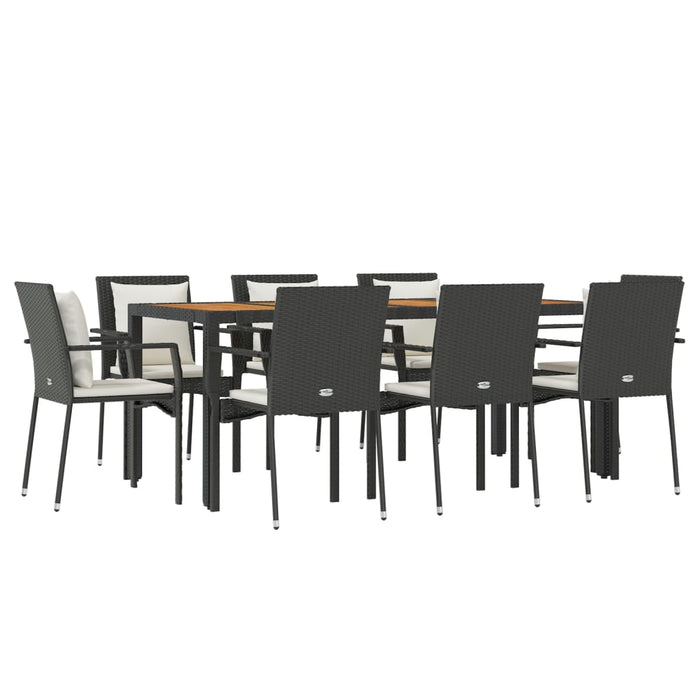 Set mobilier de grădină cu perne, 9 piese, negru, poliratan - WALTI WALTI