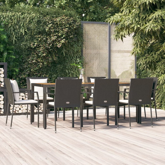 Set mobilier de grădină cu perne, 9 piese, negru, poliratan - WALTI WALTI