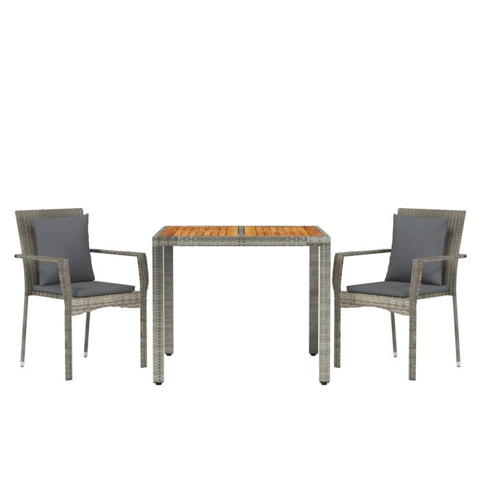 Set mobilier de grădină cu perne, 3 piese, gri, poliratan WALTI