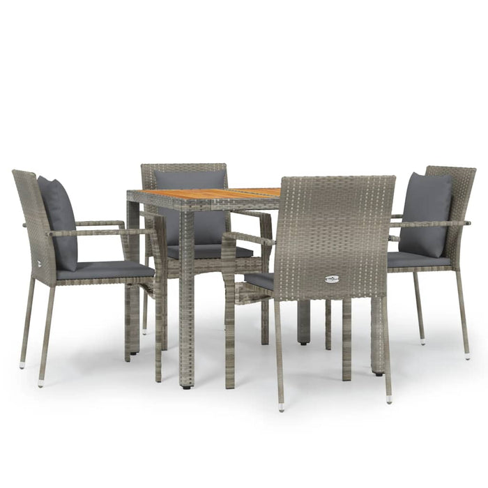 Set mobilier de grădină cu perne, 5 piese, gri, poliratan WALTI