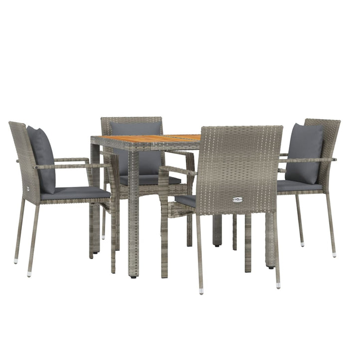 Set mobilier de grădină cu perne, 5 piese, gri, poliratan WALTI