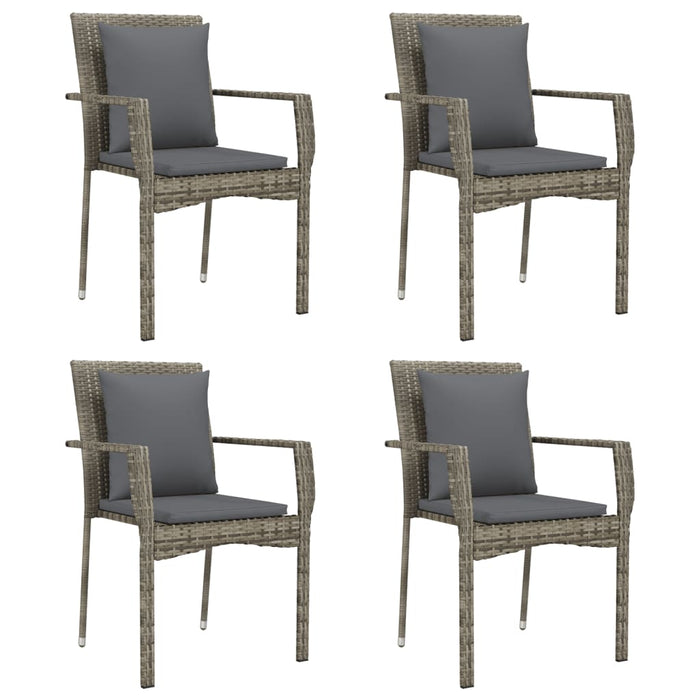 Set mobilier de grădină cu perne, 5 piese, gri, poliratan WALTI