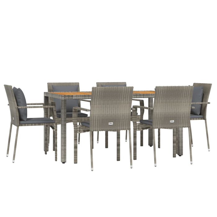 Set mobilier de grădină cu perne, 7 piese, gri, poliratan WALTI