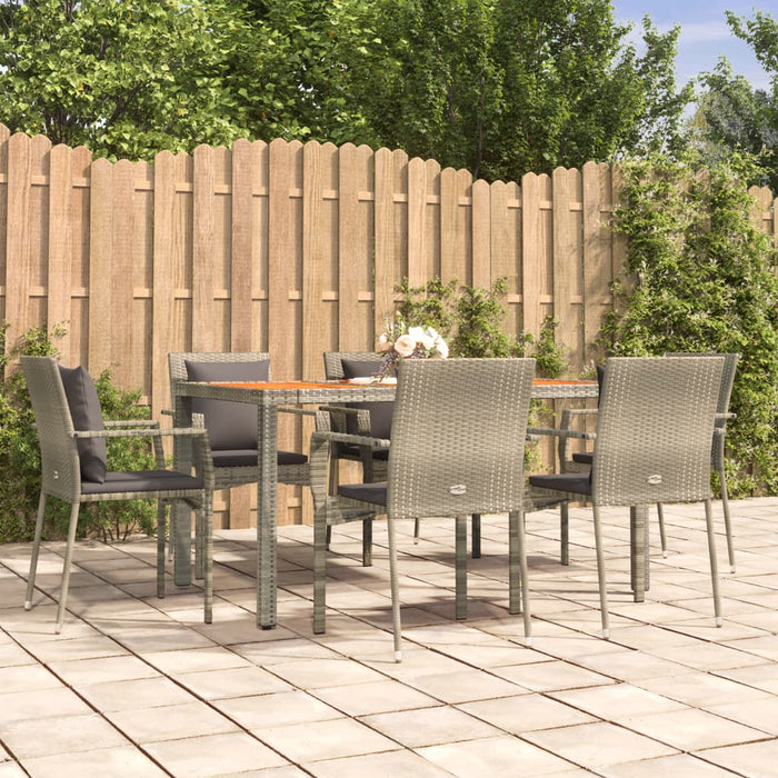 Set mobilier de grădină cu perne, 7 piese, gri, poliratan WALTI