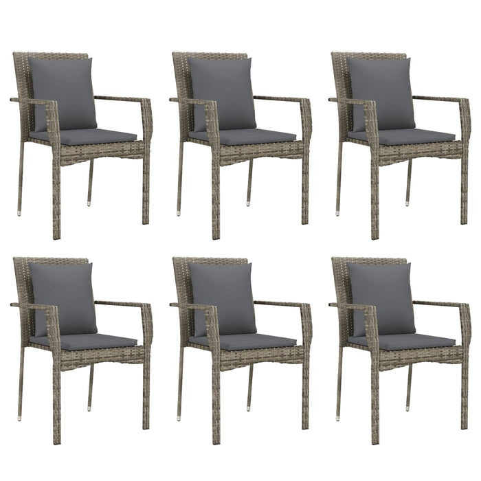 Set mobilier de grădină cu perne, 7 piese, gri, poliratan - WALTI WALTI