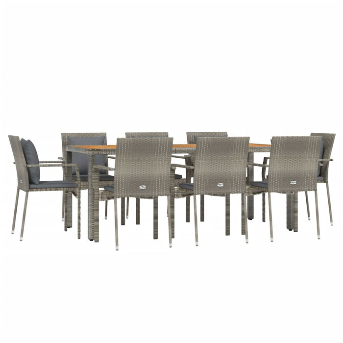 Set mobilier grădină cu perne, 9 piese, gri, poliratan - WALTI WALTI