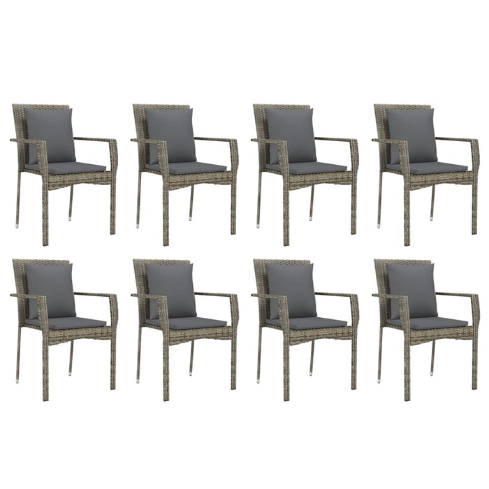 Set mobilier grădină cu perne, 9 piese, gri, poliratan - WALTI WALTI